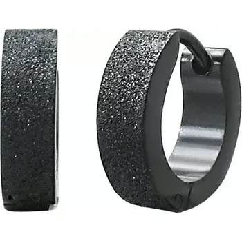 Náušnice Černé ocelové náušnice - kruhy s pískovaným povrchem, zapínání na kloub
