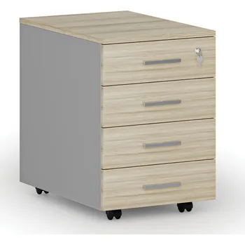 B2B Partner Kancelářský mobilní kontejner PRIMO GRAY, 4 zásuvky, šedá/dub přírodní