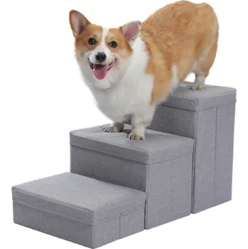 Schůdek Skládací psí schůdky s úložným prostorem Barva: šedá (AMT0229GY)