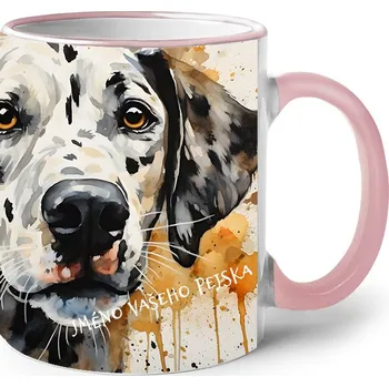 Keramický hrnek Dalmatin, Barva Růžová, Velikost 330 ml, Canvas Keramický hrnek s barevným uchem 2612