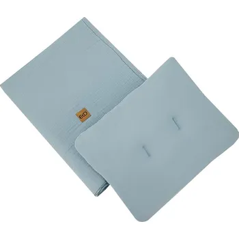 Kojenecká souprava EKO Sada do postýlky 2dílná mušelínová Blue 30x40 cm, 75x100 cm