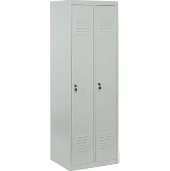 Šatní skříň B2B Partner Kovová šatní skříňka S2, 2 oddíly, 1800 x 600 x 500 mm, demont, cylindrický zámek, šedé dveře