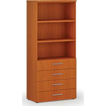 Policová skříň B2B Partner Kancelářská skříň se zásuvkami PRIMO WOOD, 800 x 420 x 1781 mm, třešeň