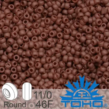 Korálek Korálky TOHO tvar ROUND (kulaté). Velikost 11/0. Barva č. 46F-Opaque-Frosted Oxblood . Balení 8g.