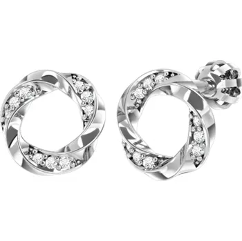 Náušnice Couple, Stylové peckové náušnice Garland, bílé zlato se zirkony, 585-66-3-0368.1B00.0.00.001.05
