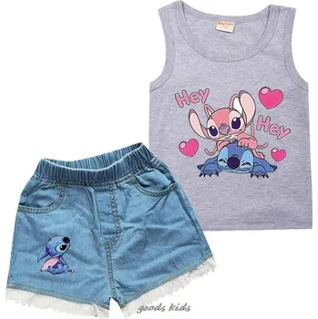 Lilo & Stitch Dívčí letní set - tílko + kraťasy s motivem "Lilo a Stitch" Barva: Šedá, Velikost: 120