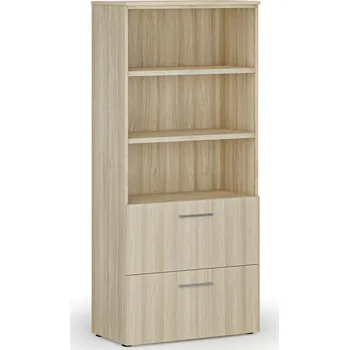 B2B Partner Skříň se zásuvkami pro závěsné složky PRIMO WOOD, 800 x 420 x 1781 mm, dub přírodní