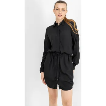 Dámské šaty Broadway dámské šaty Samara s vázačkou dlouhý rukáv černé Velikost: S