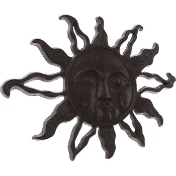 Litinová dekorace na zeď Orient Sun, 36 x 26,5 cm, černá