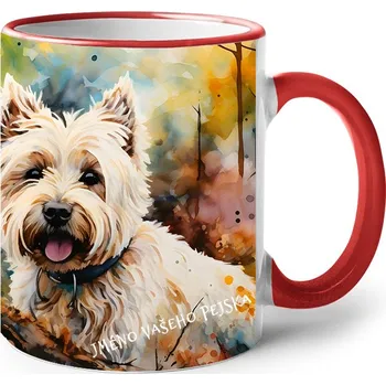 Keramický hrnek West highland white teriér, Barva Červená, Velikost 330 ml, Canvas Keramický hrnek s barevným uchem 2594