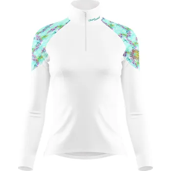 Dámské funkční triko dlouhý rukáv se zipem DRAGONFLY bílá Bamboo Light New - Azurová / XL