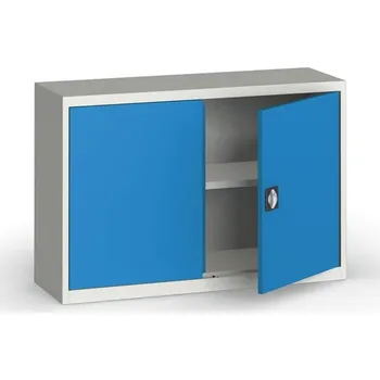 Nábytek Kovona Plechová policová skříň na nářadí KOVONA, 800 x 1200 x 400 mm, 1 police, šedá/modrá