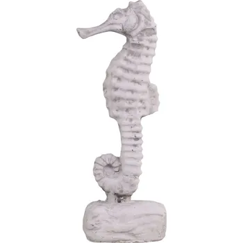Šedá cementová dekorace mořský koník na podstavci - 8*6*17 cm