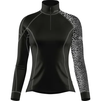 Dámské termoprádlo Dámské funkční triko dlouhý rukáv se zipem LEO černá/šedá Bamboo Heavy - Šedá / M