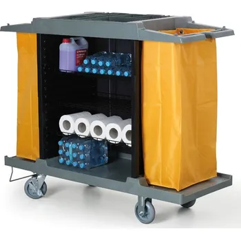 Úklidový vozík B2B Partner Úklidový servisní vozík s pytly na odpadky, 3 police