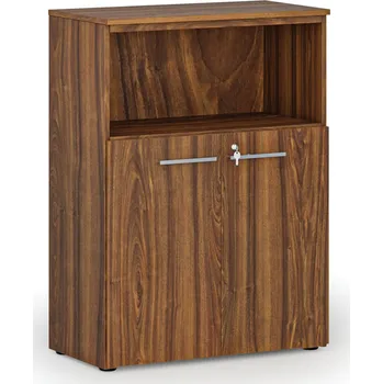 B2B Partner Kombinovaná kancelářská skříň PRIMO WOOD, 800 x 420 x 1087 mm, ořech