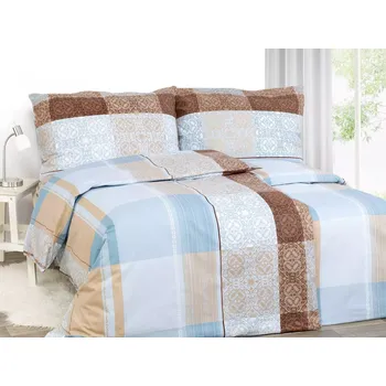 Povlečení Bavlněné povlečení - hnědo-modrý zámecký vzor 140x220+70x90