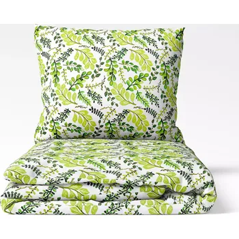 Povlečení Bavlněné povlečení - zelené lístečky 140x200+70x90