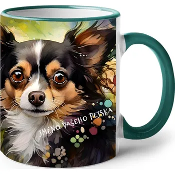 Keramický hrnek Čivava, Barva Zelená, Velikost 330 ml, Canvas Keramický hrnek s barevným uchem 2614