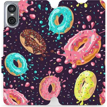 Pouzdro na mobilní telefon Flipové pouzdro Mobiwear - Sony Xperia 10 VI - VP19S Donutky (Knížkové flip pouzdro, obal, kryt na mobil Sony Xperia 10 VI - VP19S Donutky, materiál Umělá kůže + TPU - ochrana 360°, stojánek, silikonová vanička, magnetické zavírání)