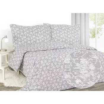 Povlečení Škodák Větvičky na světle šedé 140 x 220, 70 x 90 cm zip