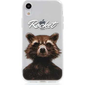 Pouzdro na mobilní telefon Kryt MARVEL pro Apple iPhone Xr - Strážci Galaxie - Rocket - gumový - průhledný