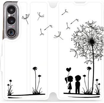 Pouzdro na mobilní telefon Flipové pouzdro Mobiwear - Sony Xperia 1 VI - MH16P Dvojice s pampeliškou (Knížkové flip pouzdro, obal, kryt na mobil Sony Xperia 1 VI - MH16P Dvojice s pampeliškou, materiál Umělá kůže + TPU - ochrana 360°, stojánek, silikonová vanička, magnetické zavírá