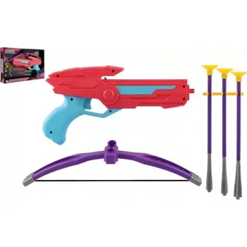 Hopsadlo Teddies Kuše 27cm + šípy na přísavky 3ks plast růžová v krabici 33x20,5x5cm