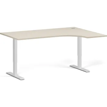 Psací stůl B2B Partner Rohový výškově nastavitelný stůl, 160x120 cm, 2 motory, L/P, bílá podnož, bříza