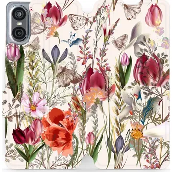 Pouzdro na mobilní telefon Flipové pouzdro Mobiwear - Sony Xperia 10 VI - MP01S Rozkvetlá louka (Knížkové flip pouzdro, obal, kryt na mobil Sony Xperia 10 VI - MP01S Rozkvetlá louka, materiál Umělá kůže + TPU - ochrana 360°, stojánek, silikonová vanička, magnetické zavírání)