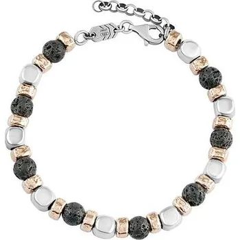 Náramek Pánský stříbrný náramek Lavego s pozlacenými korálky STD68157