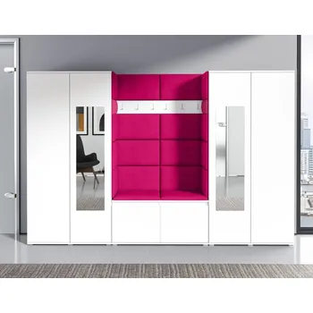 Předsíňová stěna Předsíňová stěna Emi 10 - bílá Barva čalounění: Růžová - Trinity 10