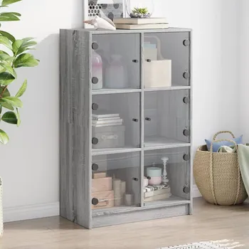 vidaXL Highboard s dvířky šedý sonoma 68x37x109 cm kompozitní dřevo