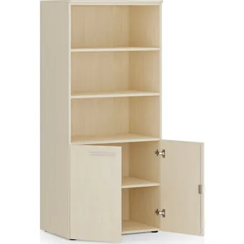 B2B Partner Kombinovaná kancelářská skříň PRIMO WOOD, nízké dveře, 800 x 500 x 1781 mm, bříza