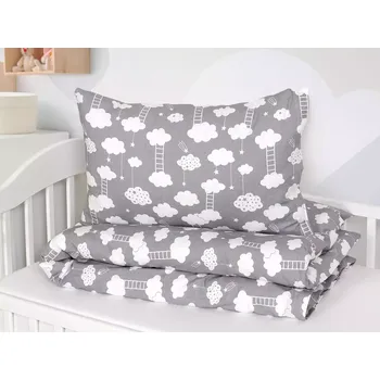 Povlečení Dětské bavlněné povlečení - mráček na šedé 140x200+70x90