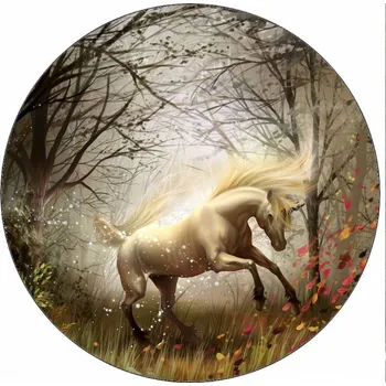 Jedlá dekorace na dort Jedlý papír jednorožec v lese 19,5 cm