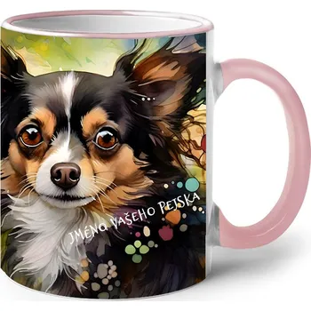 Keramický hrnek Čivava, Barva Růžová, Velikost 330 ml, Canvas Keramický hrnek s barevným uchem 2614