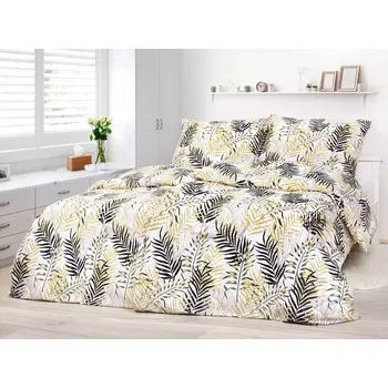 Povlečení Bavlněné povlečení - zlato-černé palmové listy 140x200+70x90