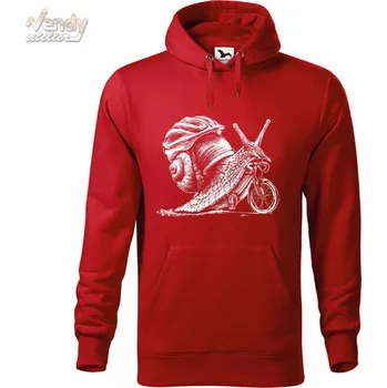 Pánská mikina Mikina - Šnek cyklista Barva: Červená (07), Velikost: XL, Střih: Pánské