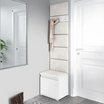 Předsíňová stěna Předsíňová stěna Emi 7 - bílá Barva čalounění: Krémová - Trinity 01