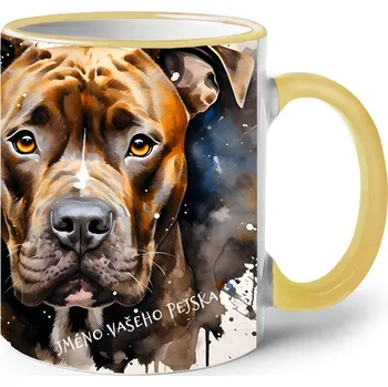 Keramický hrnek Pitbul, Barva Žlutá, Velikost 330 ml, Canvas Keramický hrnek s barevným uchem Bezvatriko.cz 2590
