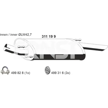 Tlumič výfuku Zadní tlumič výfuku ERNST 311199