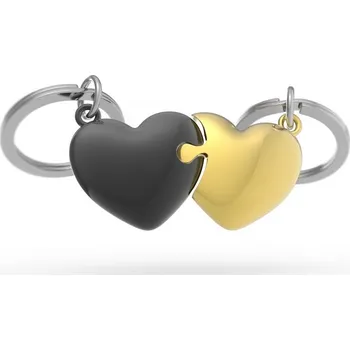 MTM Klíčenka Dvě srdce jako puzzle černé-zlaté