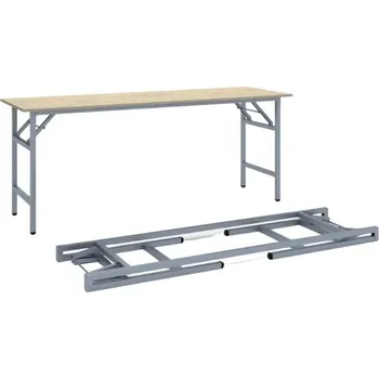 Konferenční stolek Konferenční stůl FAST READY, 170x50 cm, šedostříbrná podnož, dub přírodní