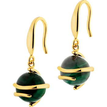 Náušnice Pozlacené náušnice z mosazi s malachity - AR537-4956