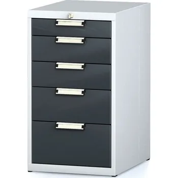 Alfa 3 Dílenský zásuvkový box na nářadí MECHANIC, 5 zásuvek, 480 x 600 x 840 mm, antracitové dveře