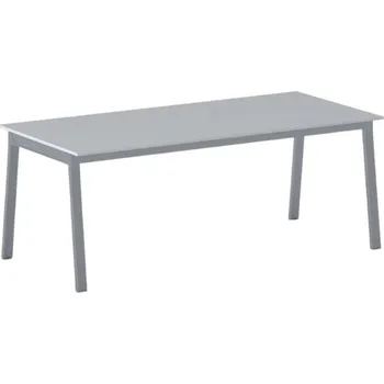 Psací stůl Jednací kancelářský stůl PRIMO BASIC, 200x90 cm, šedostříbrná podnož, šedá