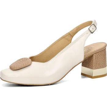 Dámské lodičky ETIMEĒ dámské kožené lodičky s otevřenou patou - bílé