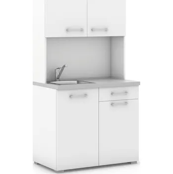 Kancelářská sestava Kuchyňka PRIMO s dřezem a baterií, bílá