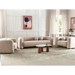 Sedací souprava béžová buklé čalounění 5místná 3místná pohovka 2 křesla extra polštáře retro glamour art deco styl obývací pokoj Beliani